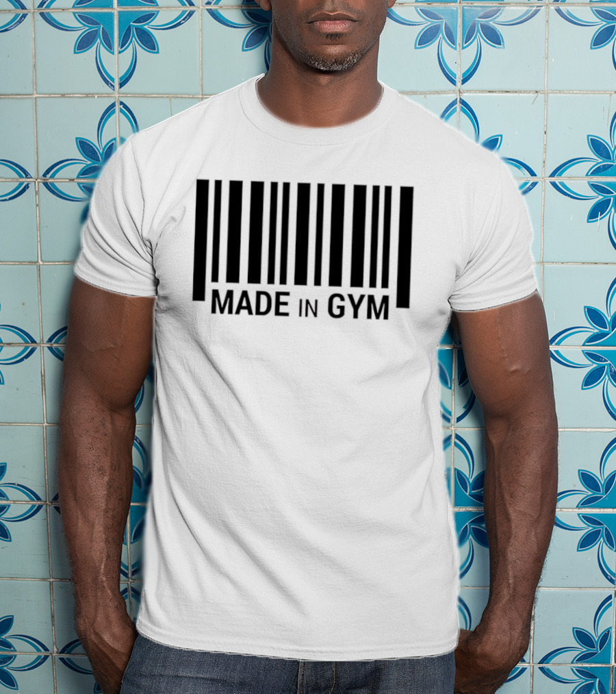 Barcode Made In Gym Fitness Motivational T-Shirt