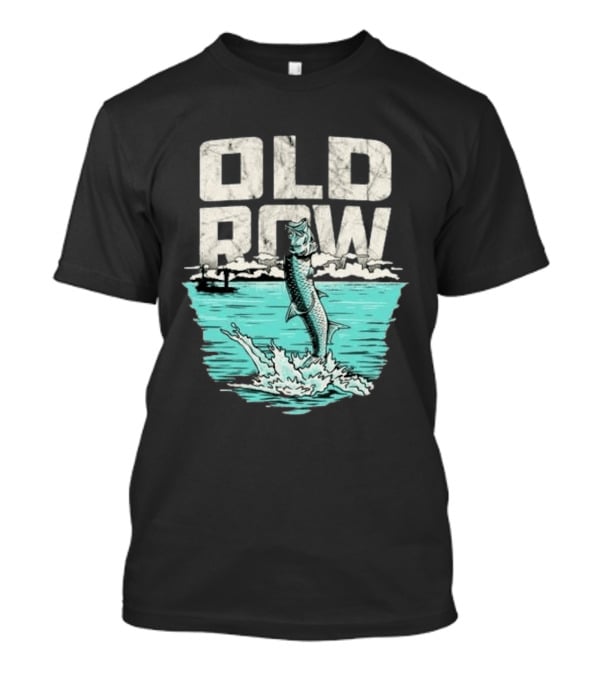 Old Row Tarpon Jumping Fishing Scene T-Shirt