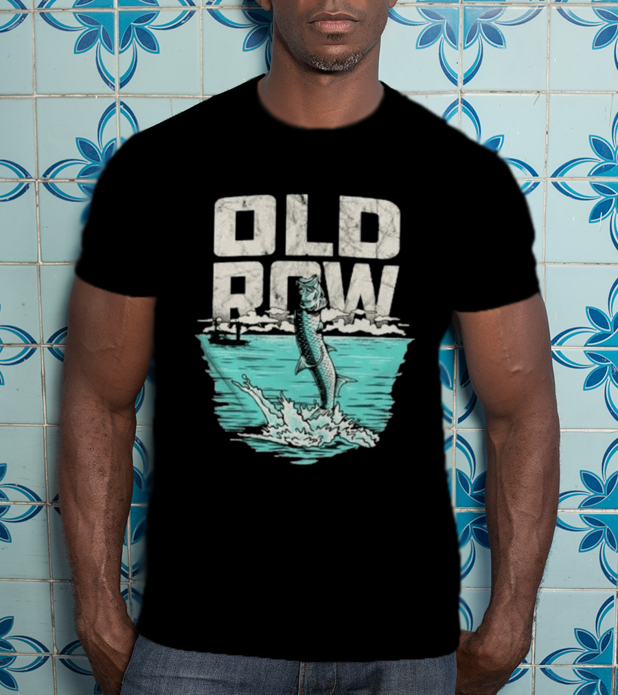 Old Row Tarpon Jumping Fishing Scene T-Shirt