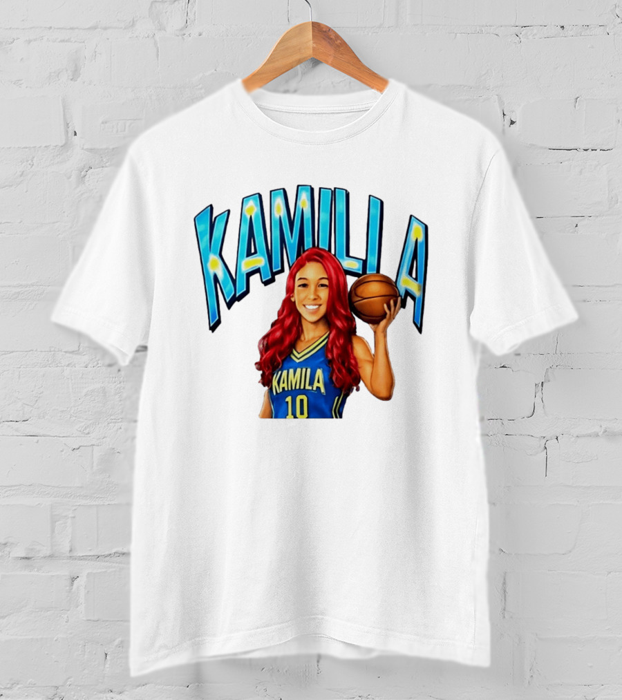 Kamilla Cardoso Basketball Art With Blue And Yellow Jersey T-Shirt