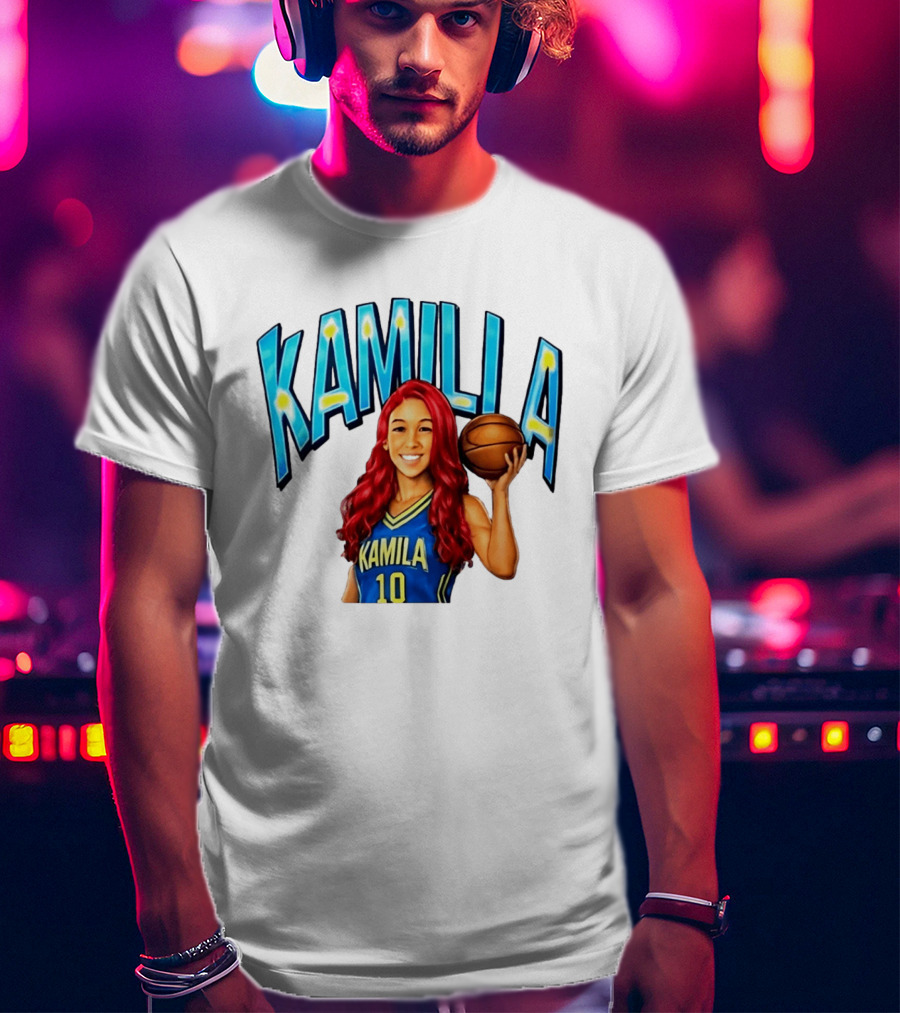 Kamilla Cardoso Basketball Art With Blue And Yellow Jersey T-Shirt