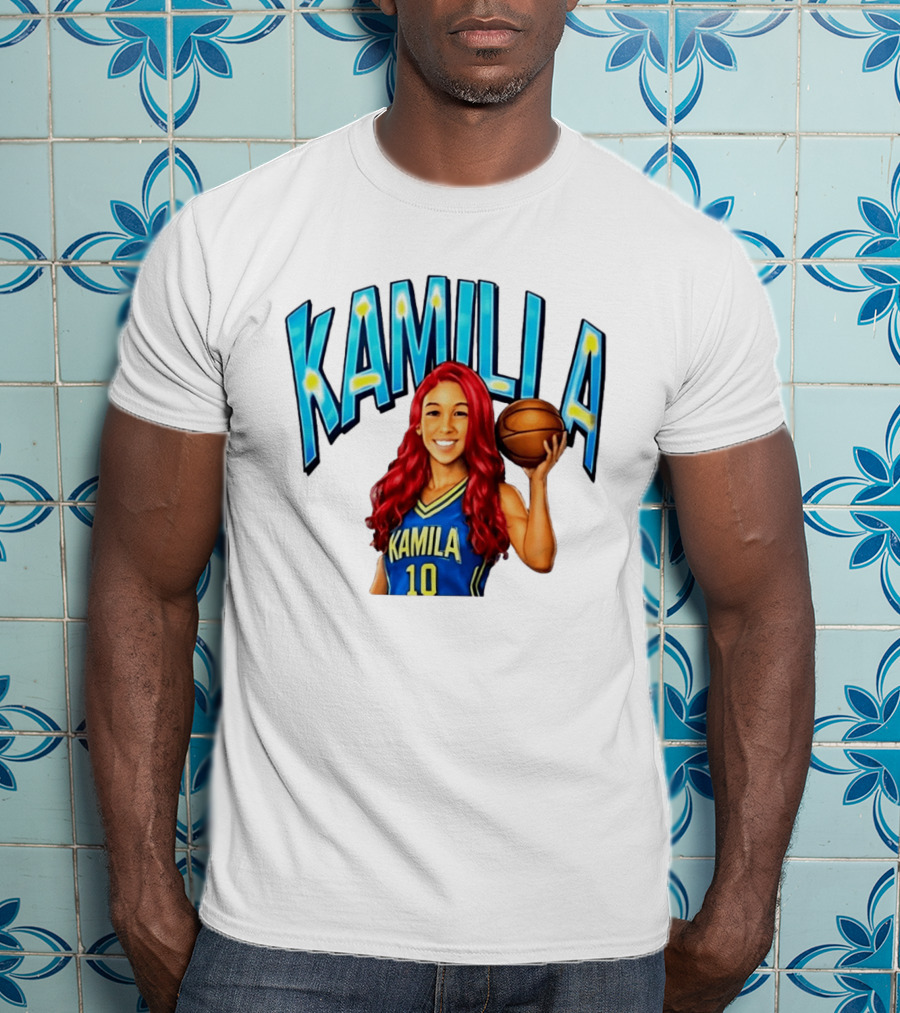 Kamilla Cardoso Basketball Art With Blue And Yellow Jersey T-Shirt