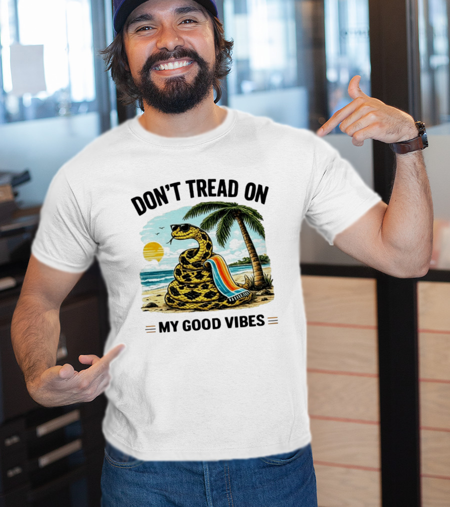 Don't Tread On My Good Vibes Beach Snake Palm Tree Summer T-Shirt