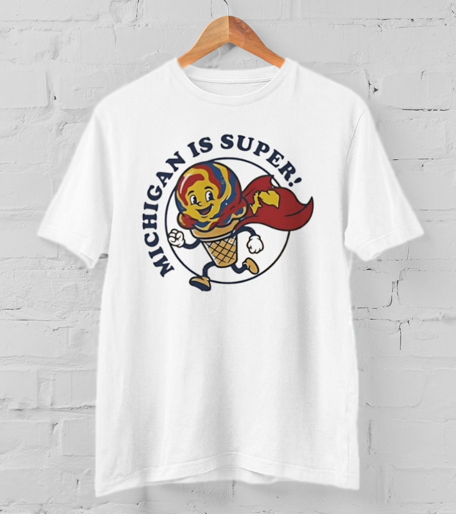 Michigan Is Super Superman Ice Cream Hero Cape Scoops T-Shirt