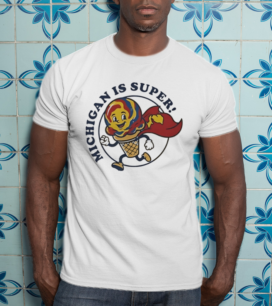 Michigan Is Super Superman Ice Cream Hero Cape Scoops T-Shirt