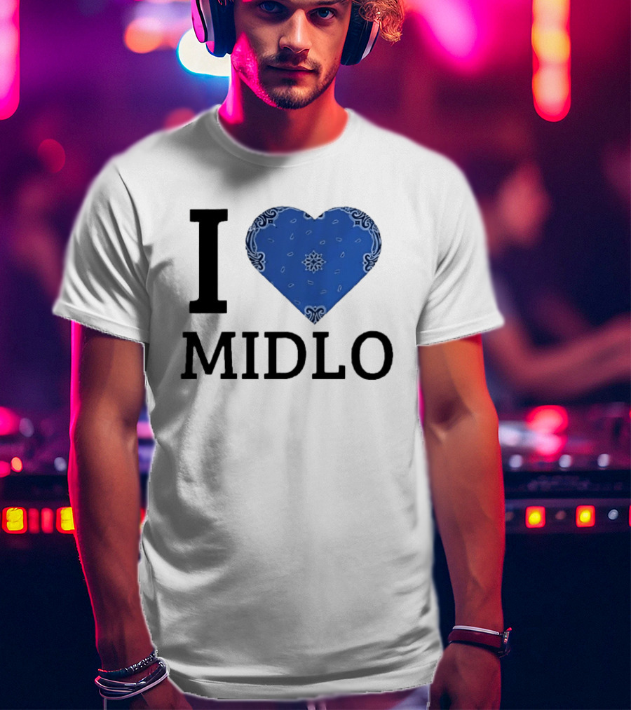 Midlo Love I Heart Blue Bandana T-Shirt