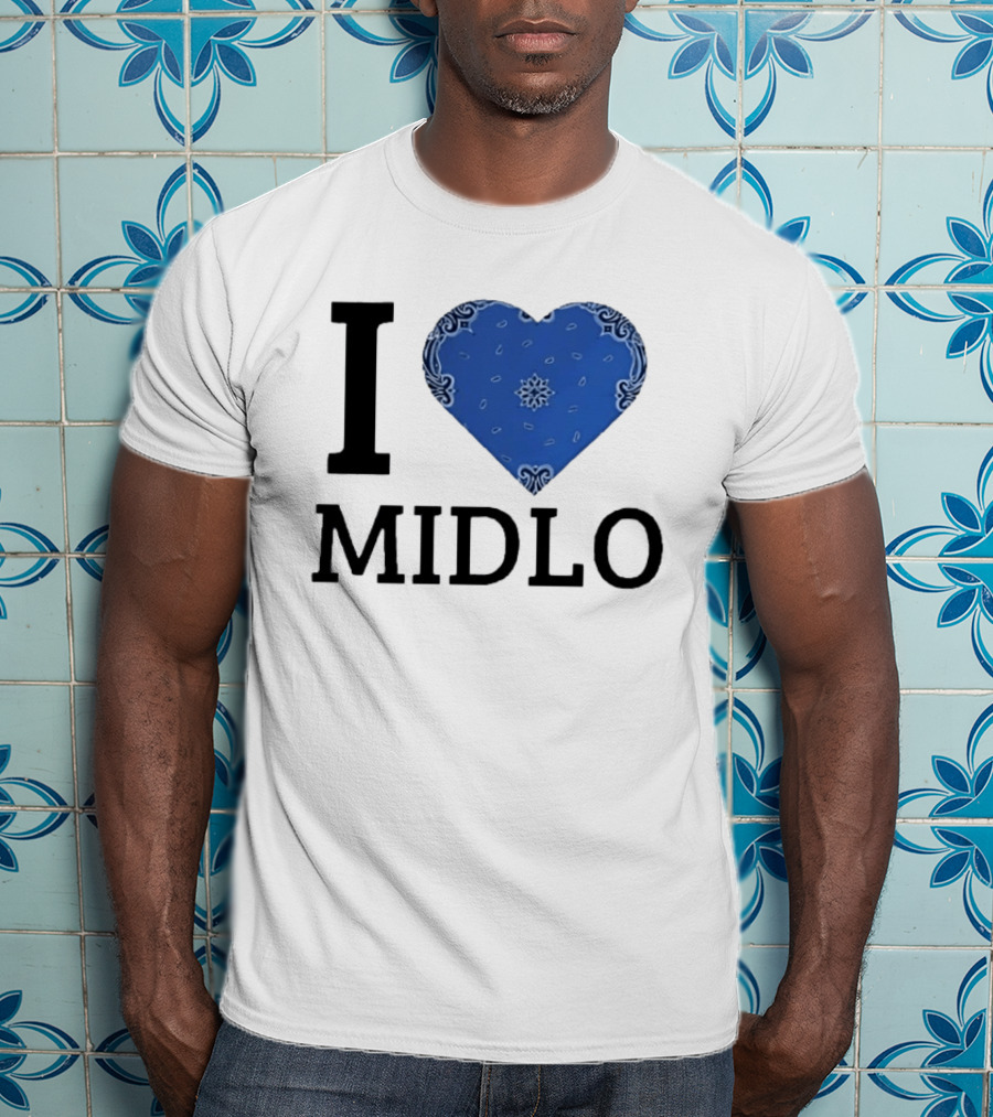 Midlo Love I Heart Blue Bandana T-Shirt