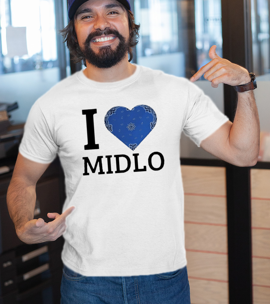 Midlo Love I Heart Blue Bandana T-Shirt