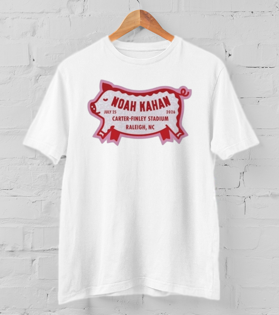 Noah Kahan July 25 2026 Carter Finley Stadium Raleigh NC Pig Motif T-Shirt