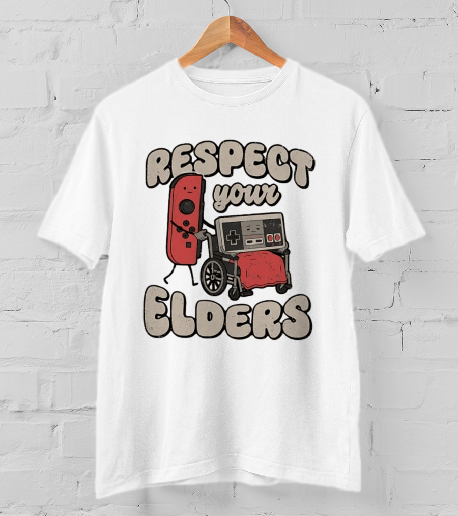 Respect Your Elders Retro Game Console Humor T-Shirt