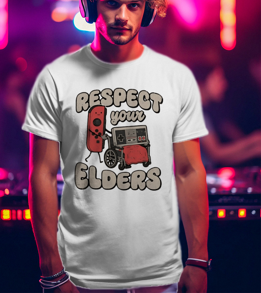 Respect Your Elders Retro Game Console Humor T-Shirt