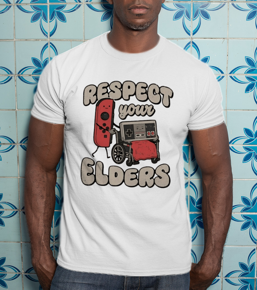 Respect Your Elders Retro Game Console Humor T-Shirt