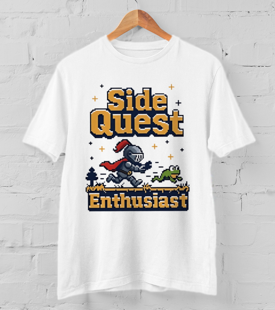 Side Quest Enthusiast Knight Chasing Frog Adventure T-Shirt