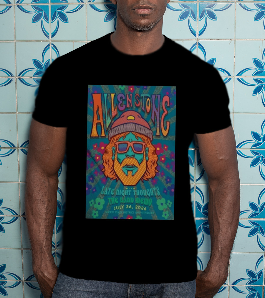 Allen Stone Fishers Indiana Late Night Thoughts The Band Memo July 26 2026 Nickel Plate District Amphitheater T-Shirt