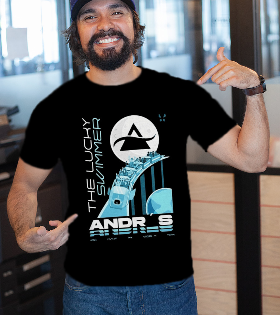 The Lucky Swimmer Andrés Roller Adventure Moon T-Shirt