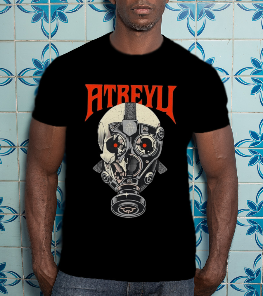 Atreyu Skull Gas Mask With Red Eyes T-Shirt