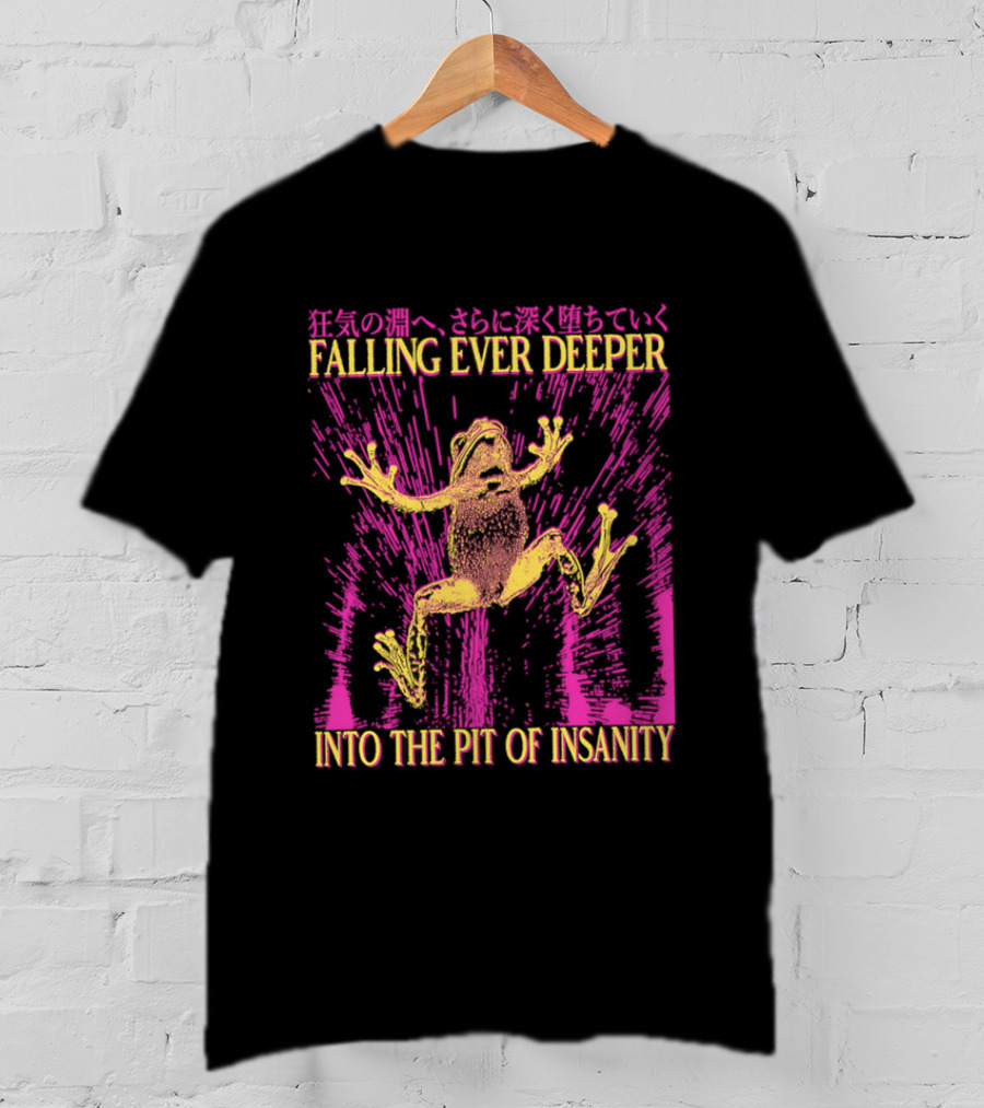 Falling Ever Deeper Into The Pit Of Insanity Frog Neon Burst Japanese T-Shirt