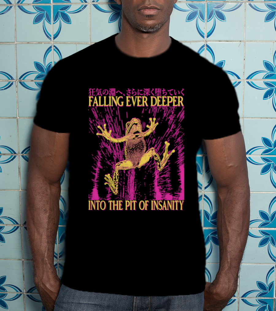 Falling Ever Deeper Into The Pit Of Insanity Frog Neon Burst Japanese T-Shirt