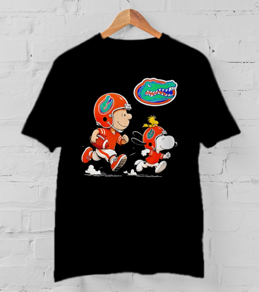 Charlie Brown Snoopy Florida Gators Football Running Kids T-Shirt