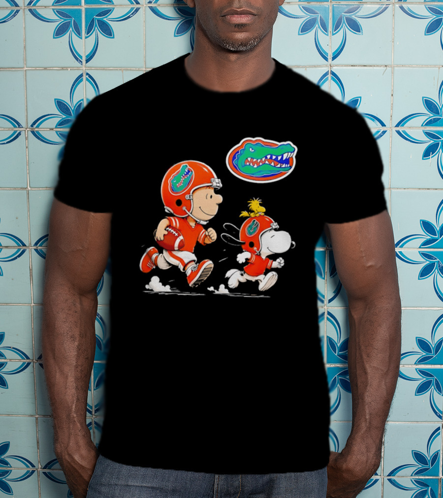 Charlie Brown Snoopy Florida Gators Football Running Kids T-Shirt
