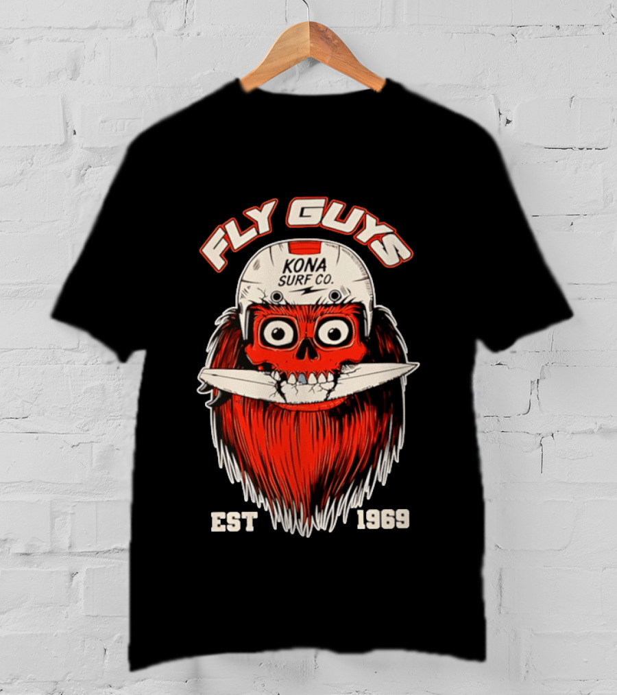 Fly Guys Kona Surf Co Est 1969 Skull Surfboard Helmet T-Shirt