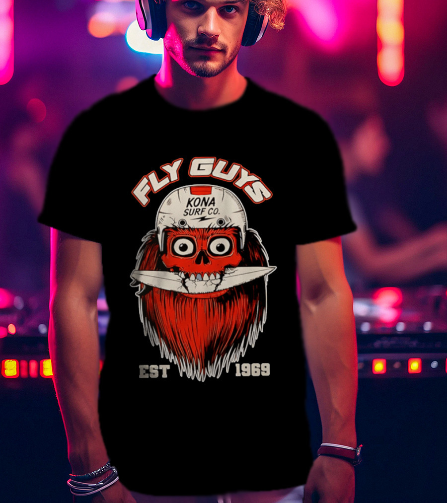 Fly Guys Kona Surf Co Est 1969 Skull Surfboard Helmet T-Shirt