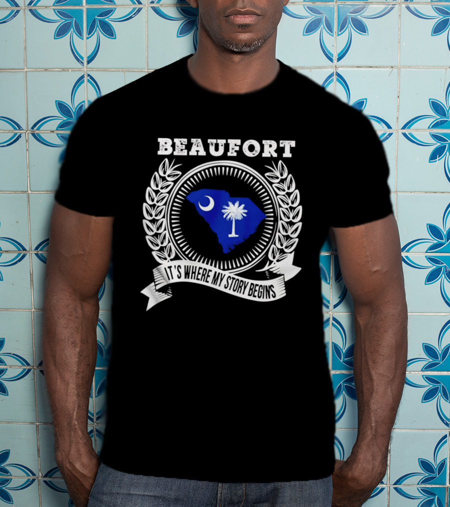 Beaufort South Carolina It's Where My Story Begins Crescent Moon Palmetto State T-Shirt