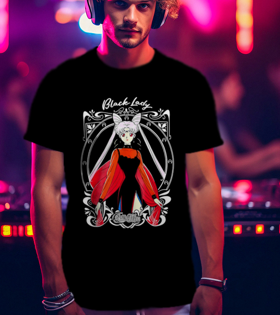 Black Lady Sailor Moon Anime Character Art Nouveau T-Shirt