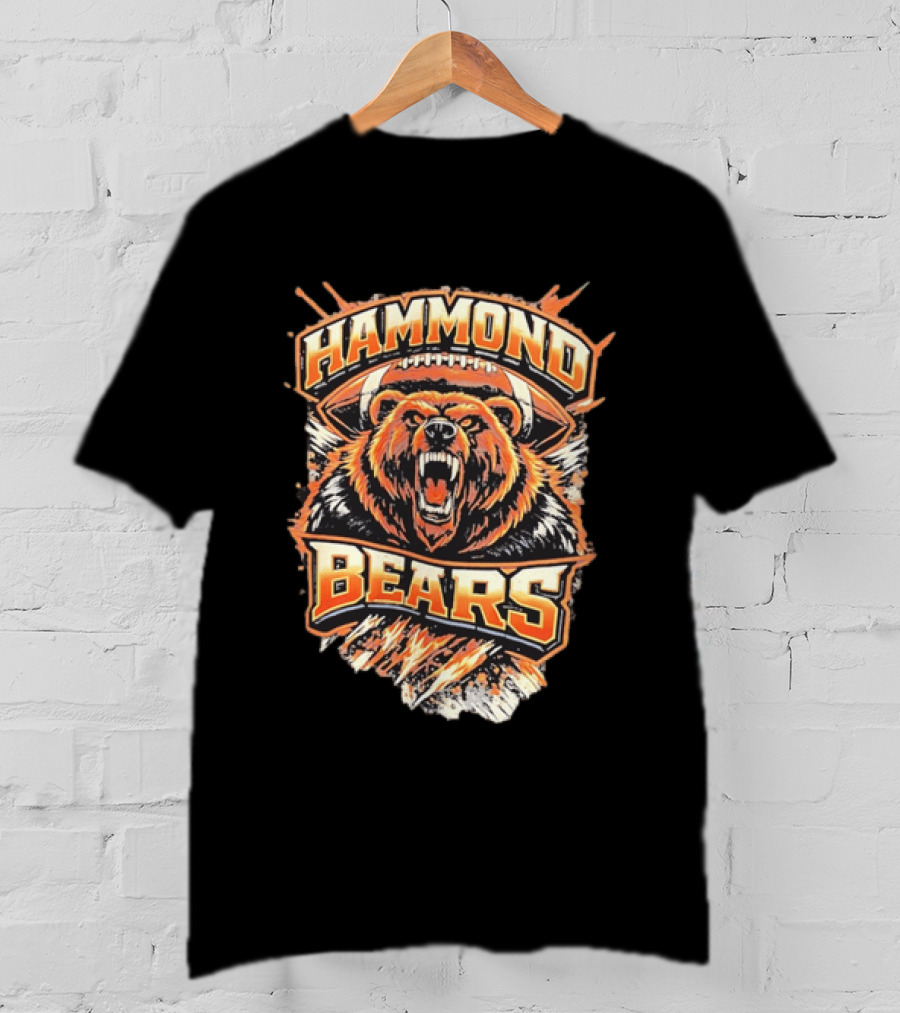Hammond Bears Football Roaring Bear And Football T-Shirt