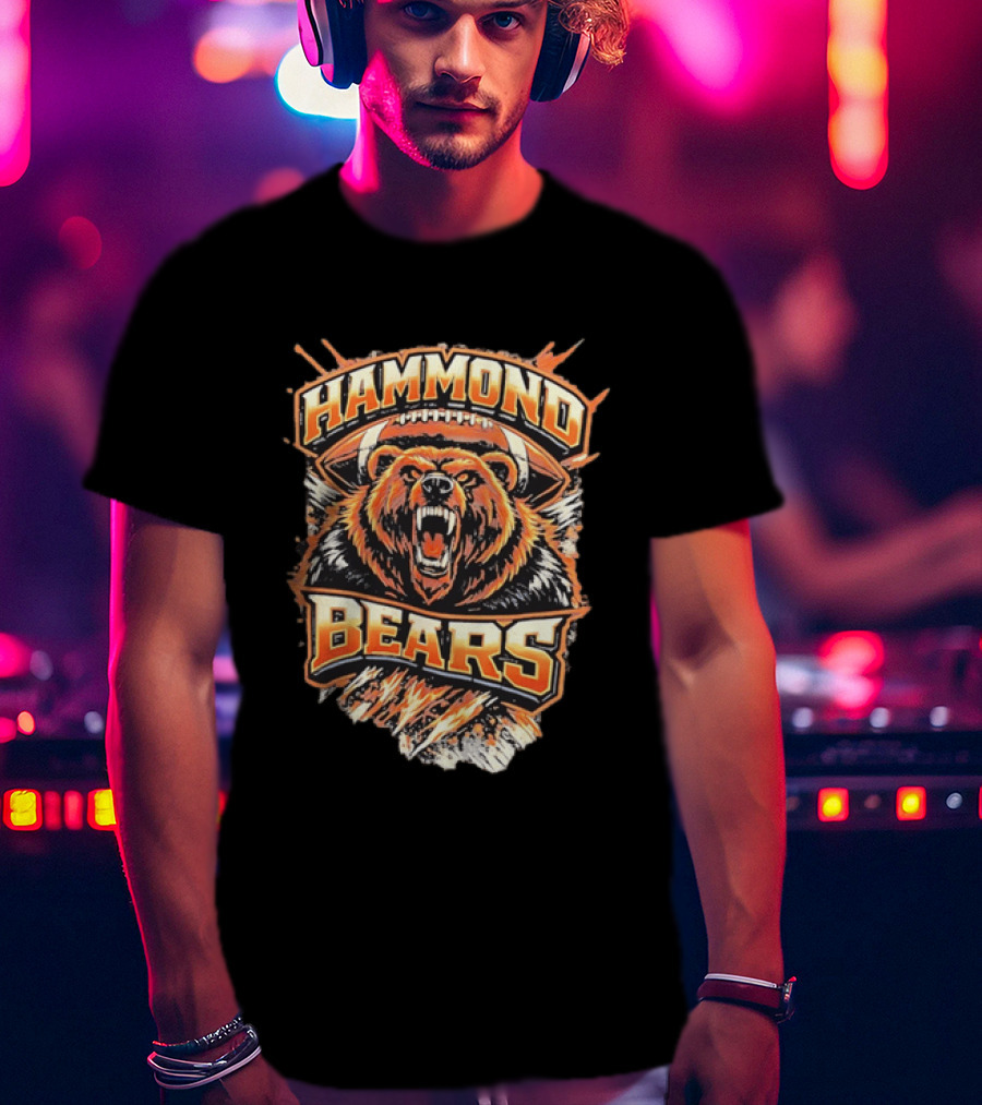 Hammond Bears Football Roaring Bear And Football T-Shirt