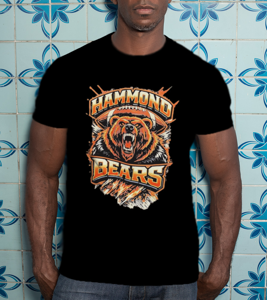 Hammond Bears Football Roaring Bear And Football T-Shirt