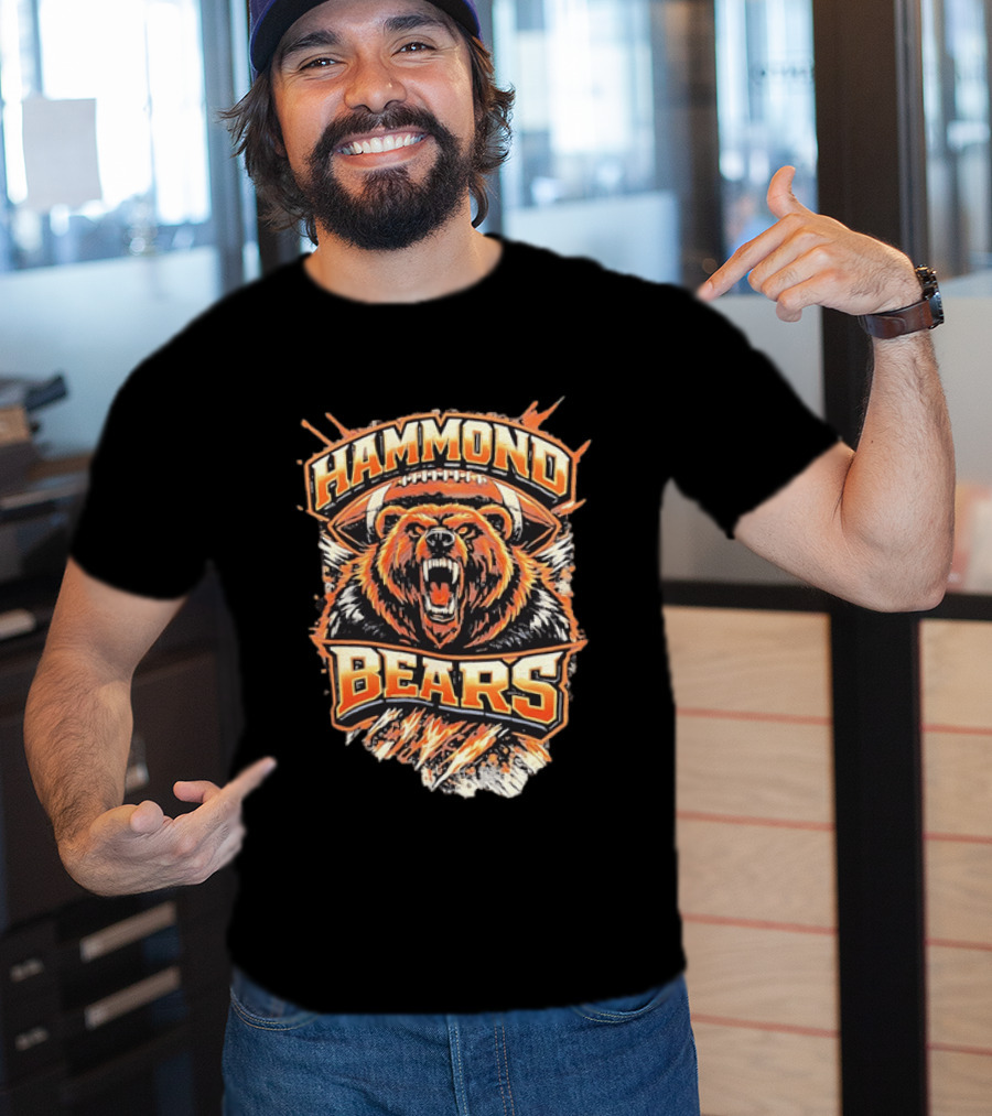 Hammond Bears Football Roaring Bear And Football T-Shirt