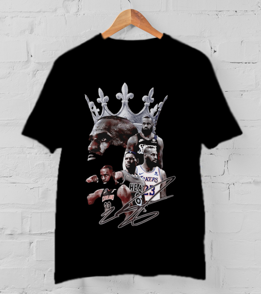 Lebron James Crown Collage Cleveland Miami Lakers Philadelphia 76ers T-Shirt