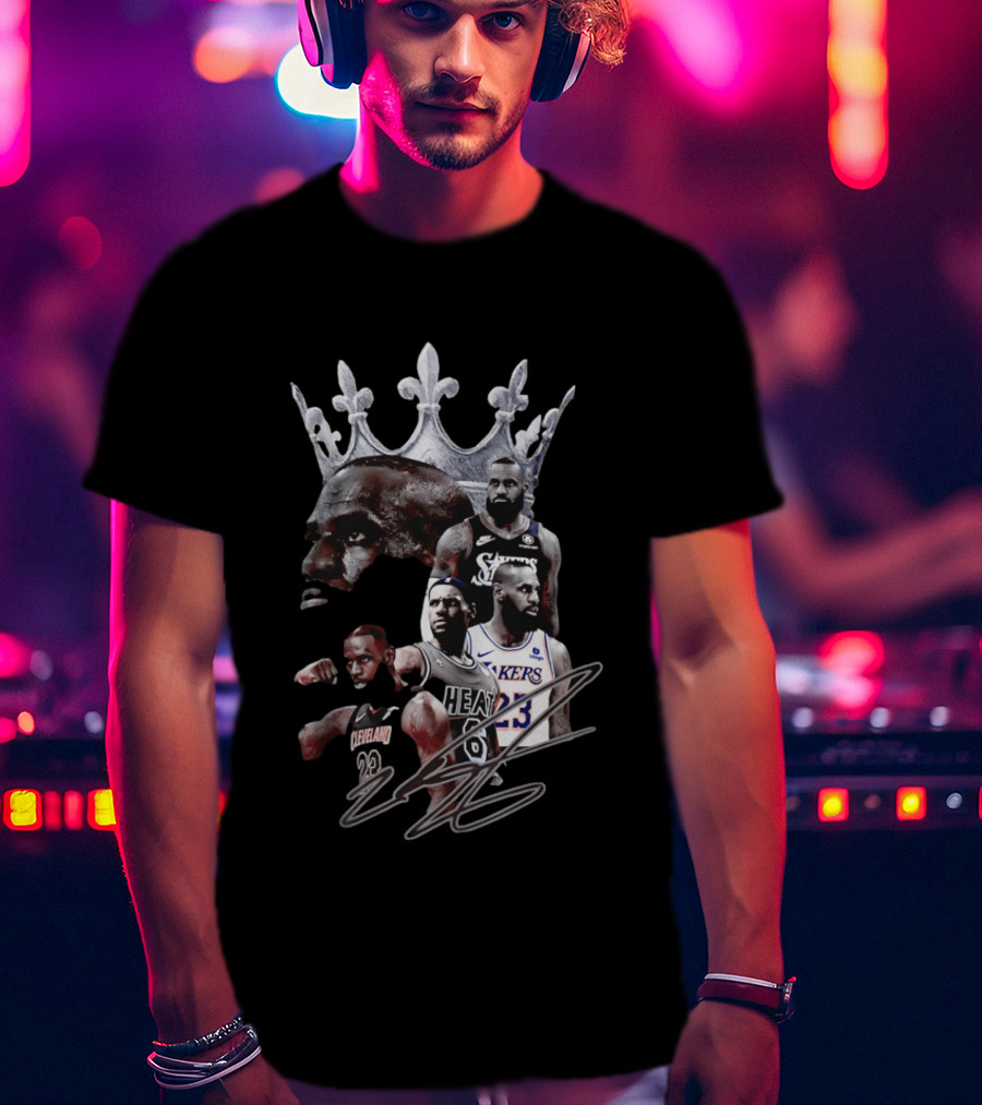 Lebron James Crown Collage Cleveland Miami Lakers Philadelphia 76ers T-Shirt