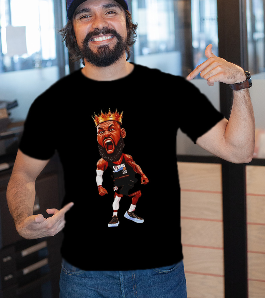 LeBron James Philadelphia 76ers King Caricature 23 Sixers T-Shirt