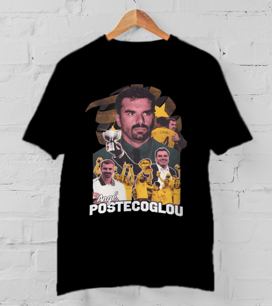 Ange Postecoglou Victory Celebration Collage Champions Cup Cahill T-Shirt
