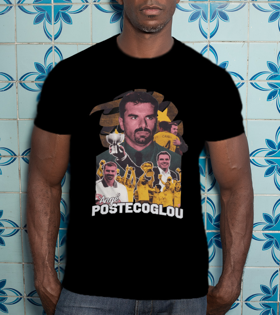 Ange Postecoglou Victory Celebration Collage Champions Cup Cahill T-Shirt