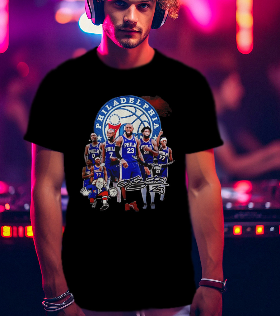 Philadelphia 76ers LeBron James 23 Phila Basketball Team Collage T-Shirt