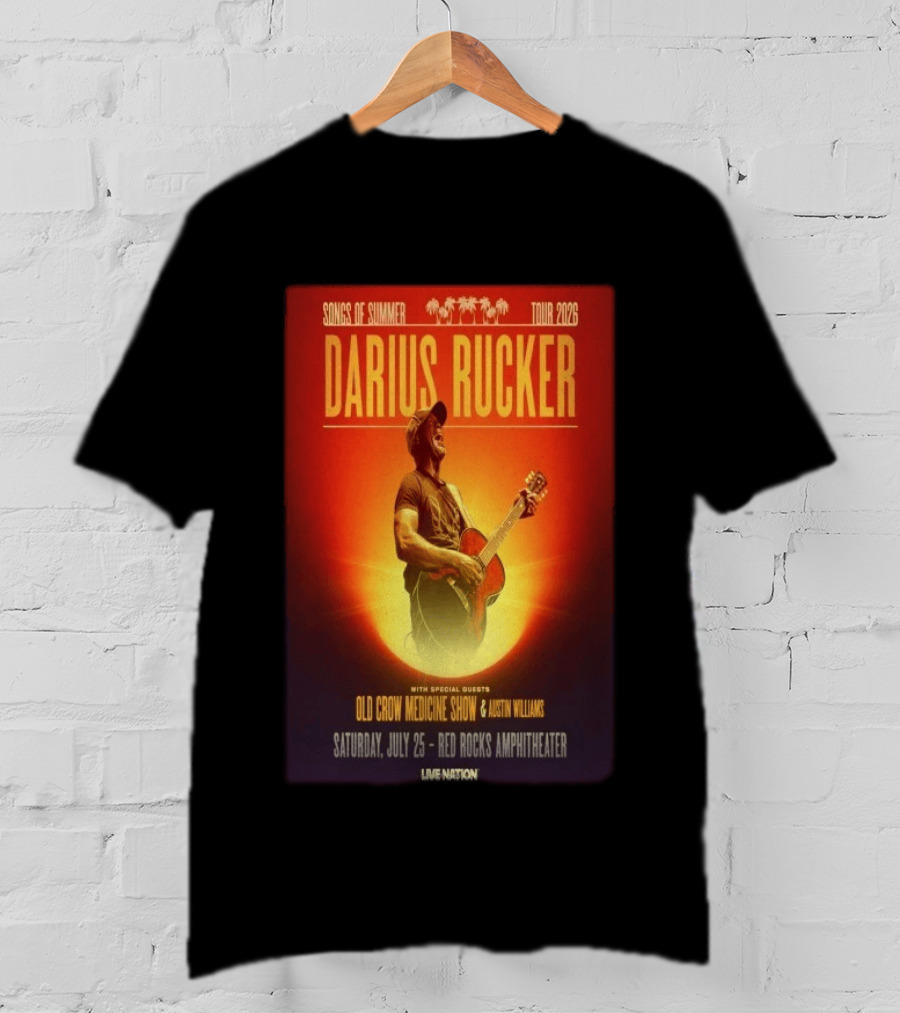 Songs Of Summer Tour 2026 Darius Rucker With Old Crow Medicine Show And Austin Williams Live At Red Rocks Amphitheater July 25 T-Shirt