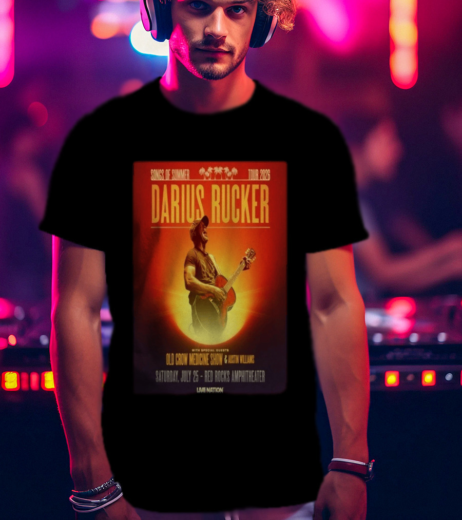 Songs Of Summer Tour 2026 Darius Rucker With Old Crow Medicine Show And Austin Williams Live At Red Rocks Amphitheater July 25 T-Shirt
