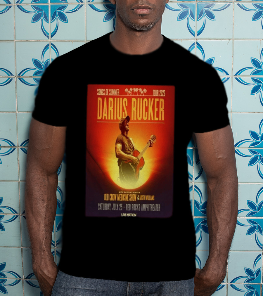 Songs Of Summer Tour 2026 Darius Rucker With Old Crow Medicine Show And Austin Williams Live At Red Rocks Amphitheater July 25 T-Shirt