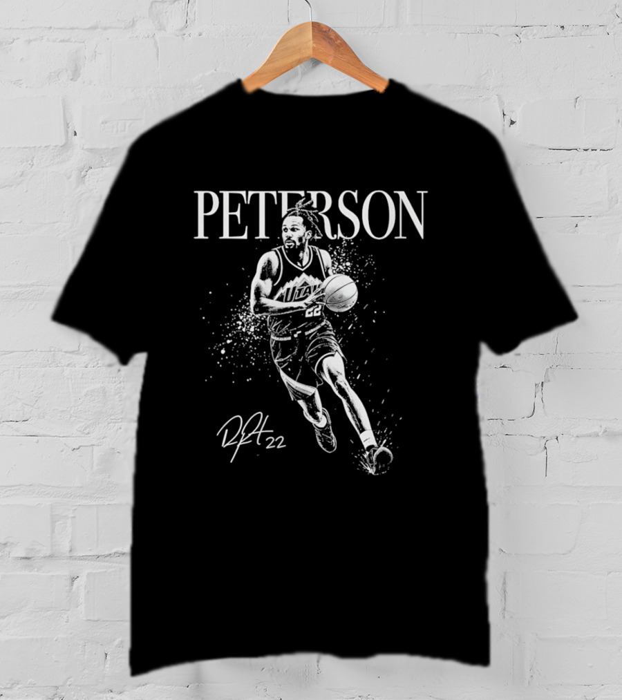 Peterson Utah Jazz Darryn Peterson Basketball Art Mono 22 T-Shirt