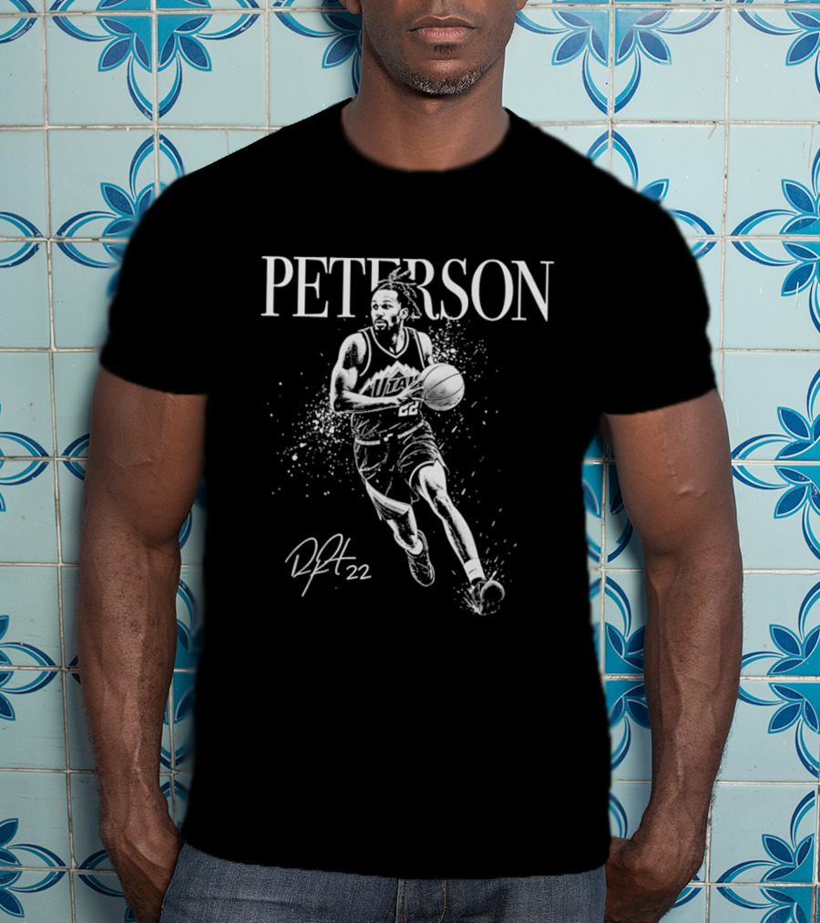 Peterson Utah Jazz Darryn Peterson Basketball Art Mono 22 T-Shirt