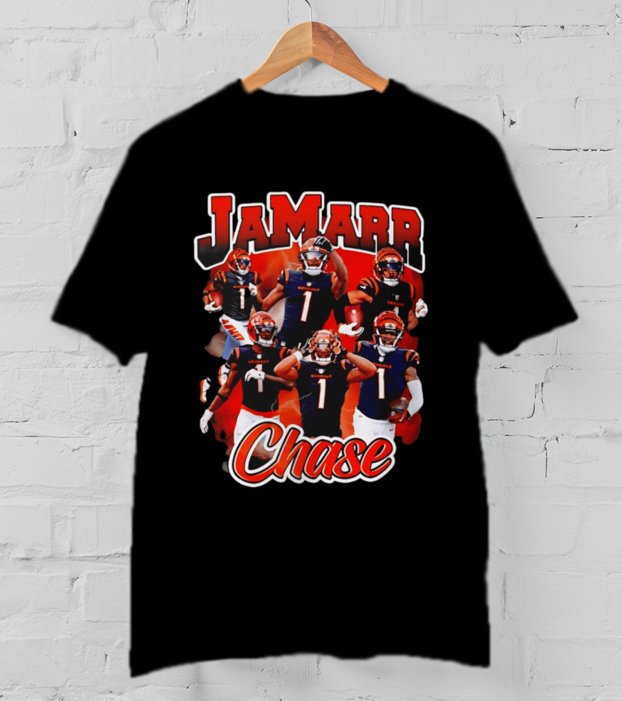 Ja'Marr Chase Cincinnati Bengals Collage Player 1 NFL Football Star T-Shirt