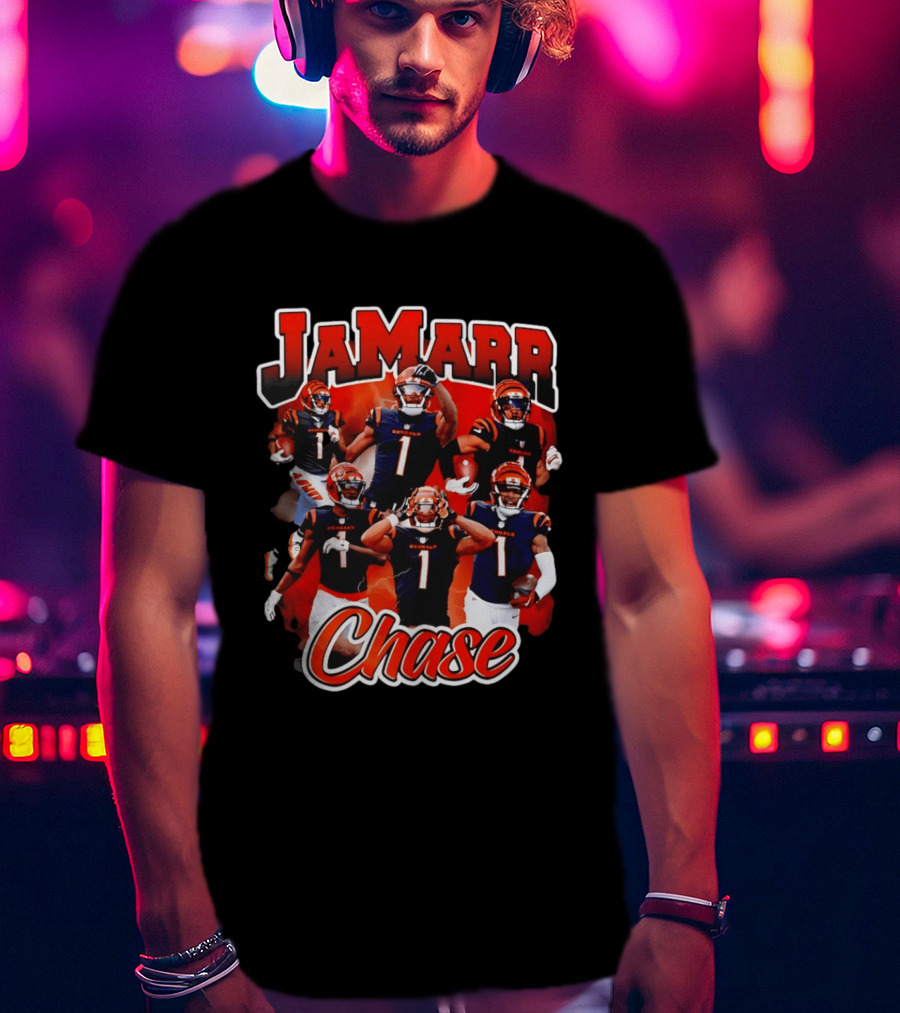 Ja'Marr Chase Cincinnati Bengals Collage Player 1 NFL Football Star T-Shirt