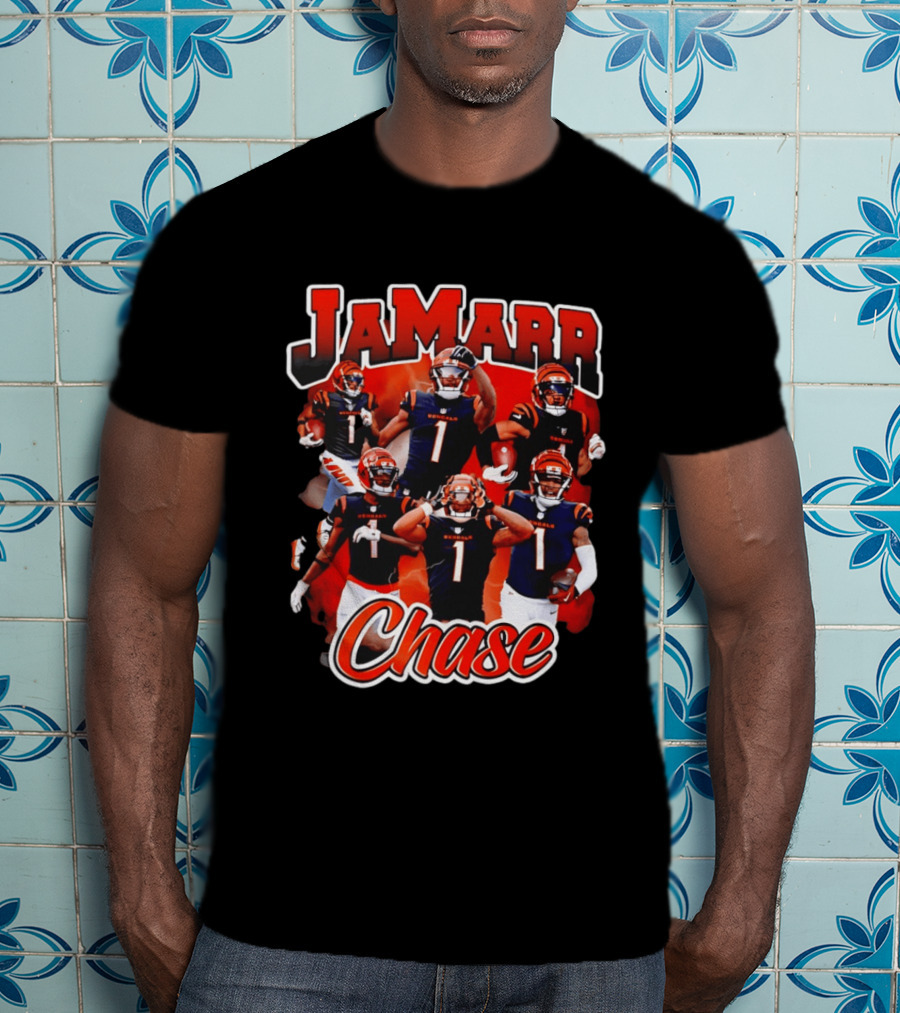 Ja'Marr Chase Cincinnati Bengals Collage Player 1 NFL Football Star T-Shirt