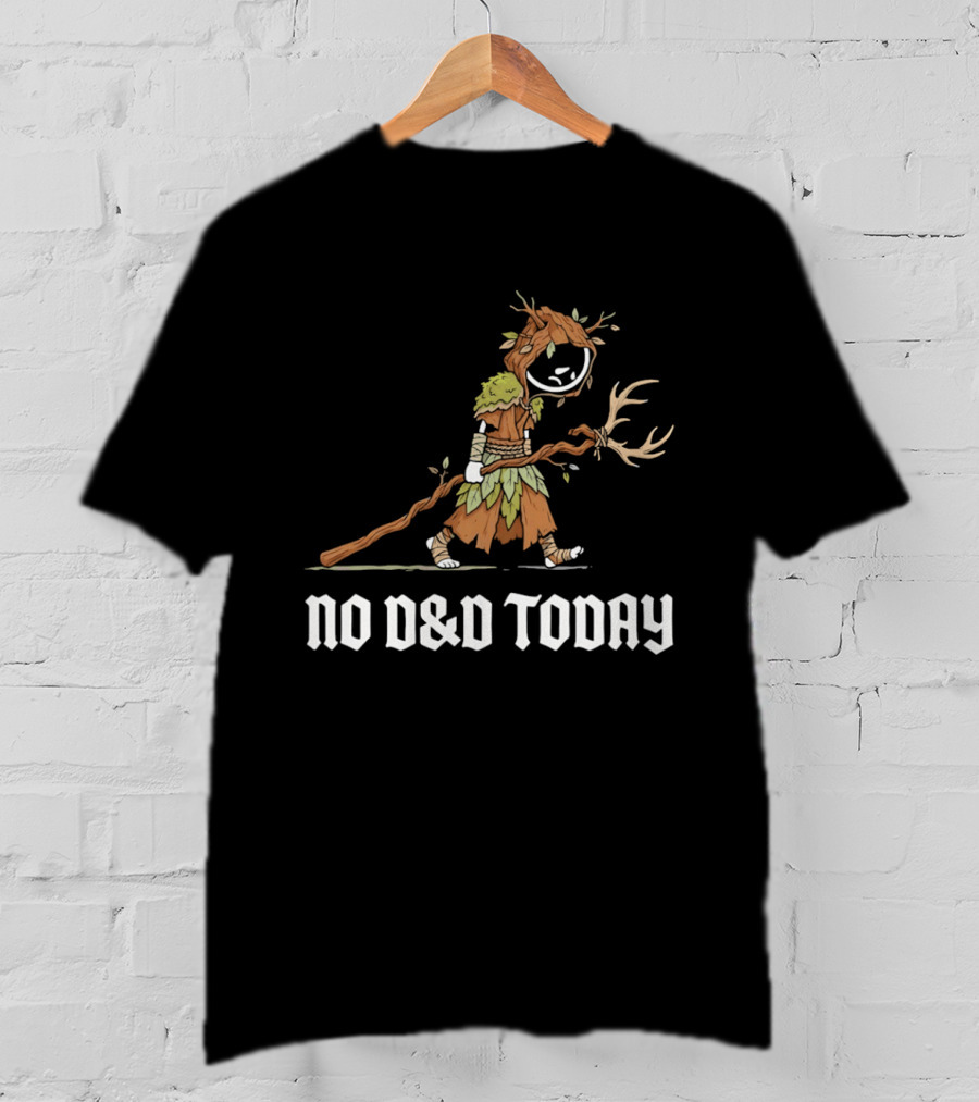 Druid Tree Costume Carrying Antler Staff No D&D Today T-Shirt