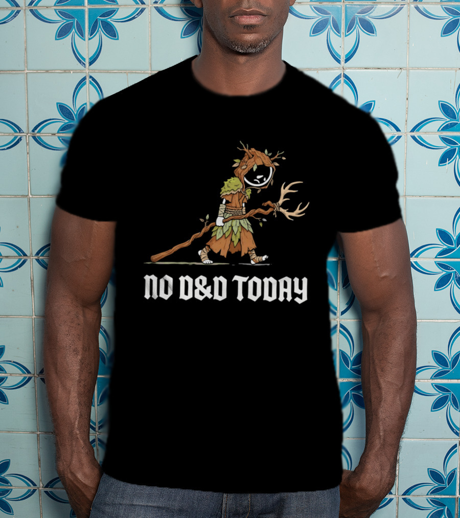 Druid Tree Costume Carrying Antler Staff No D&D Today T-Shirt