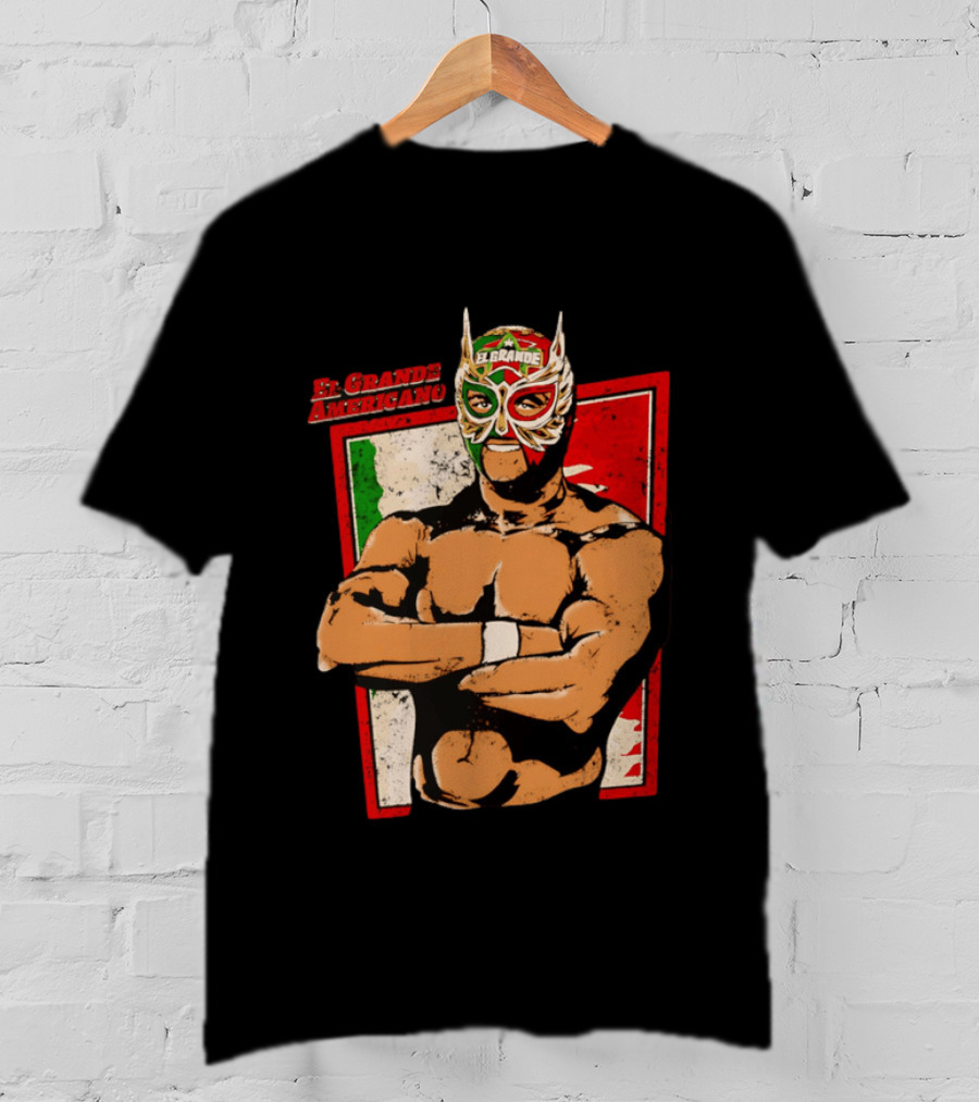 El Grande Americano Lucha Libre Wrestler Mexican Flag Masked Hero T-Shirt