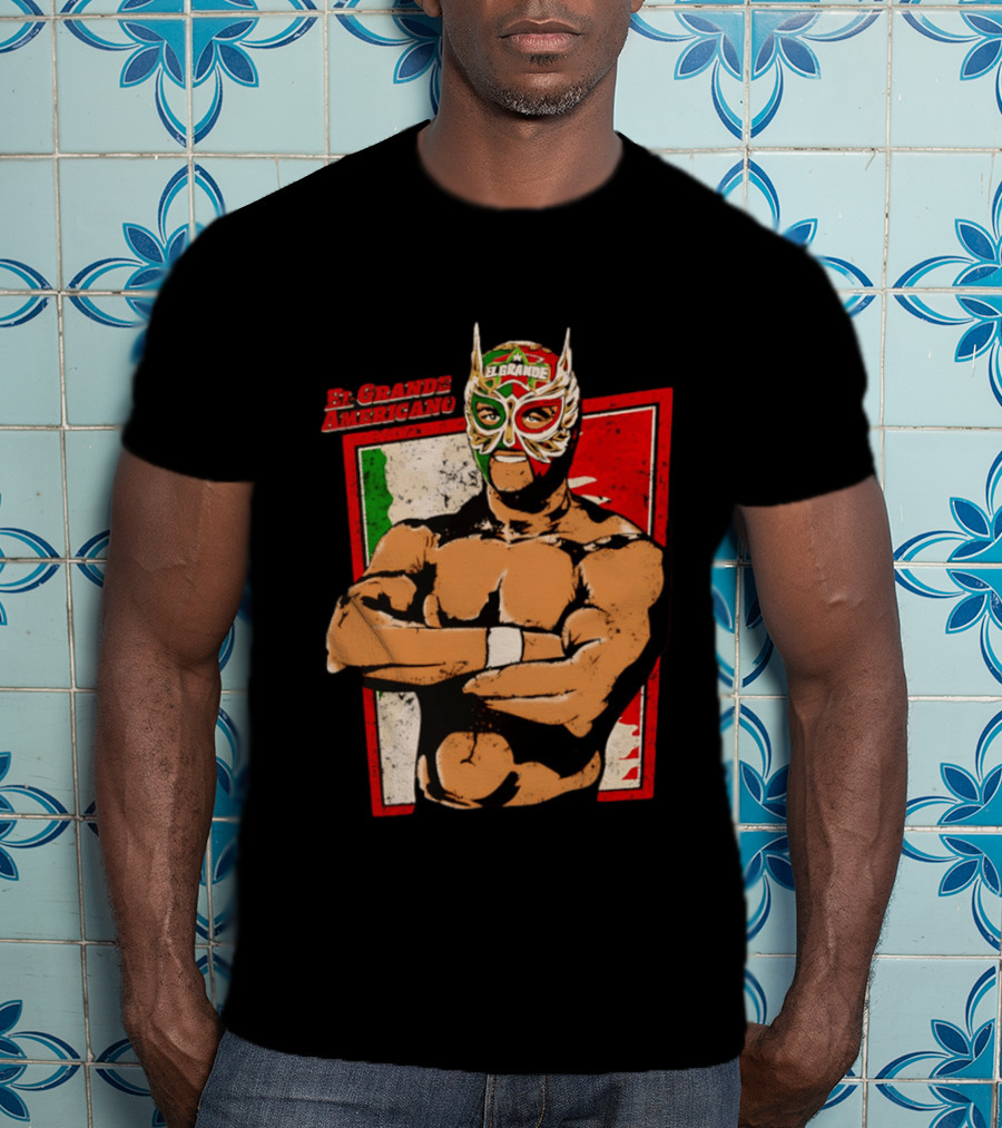 El Grande Americano Lucha Libre Wrestler Mexican Flag Masked Hero T-Shirt